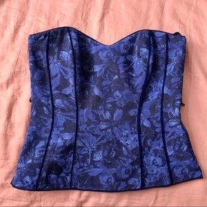 Blue Floral Bustier Corset